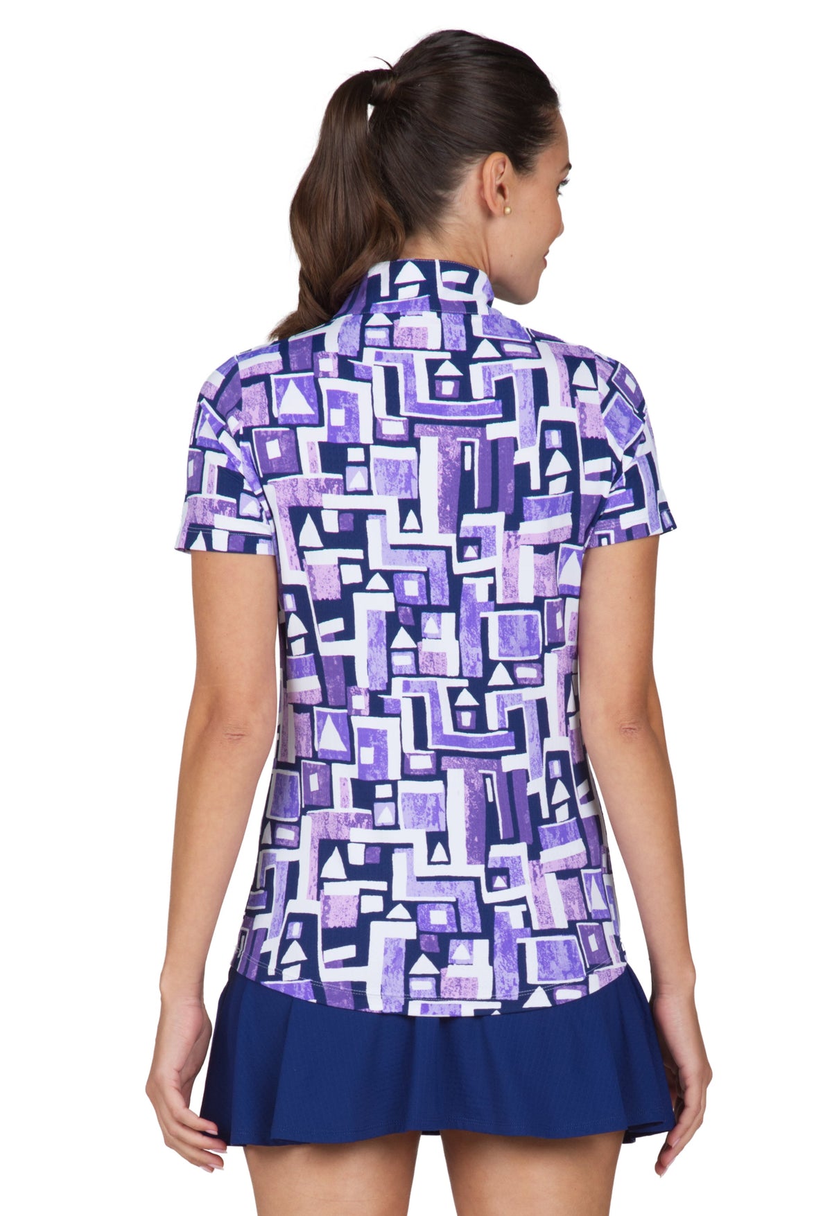 Jennifer Print Short Sleeve Mock Neck – 17543